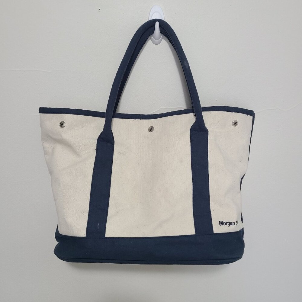 Scarborough & Tweed Morgan Stanley Tote Bag Made in USA Cream Navy